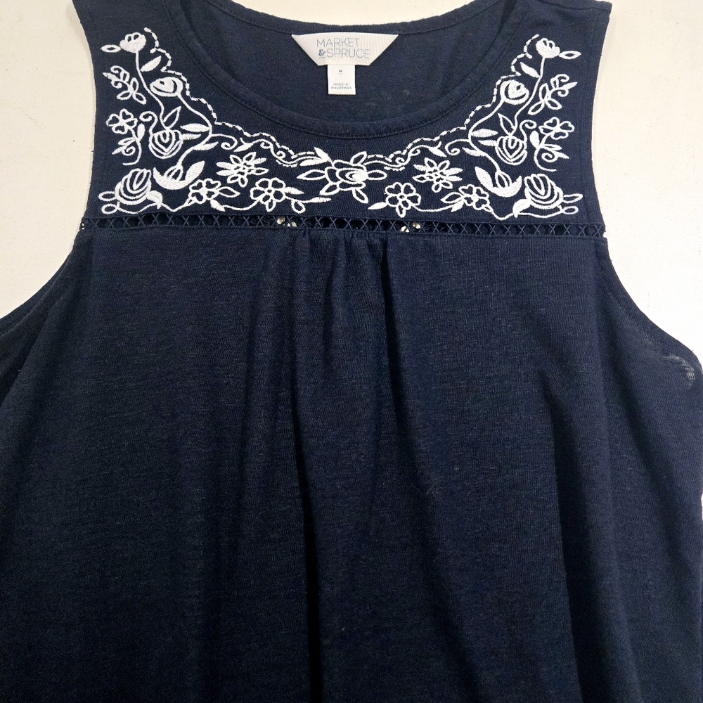 Linen blend knit tank